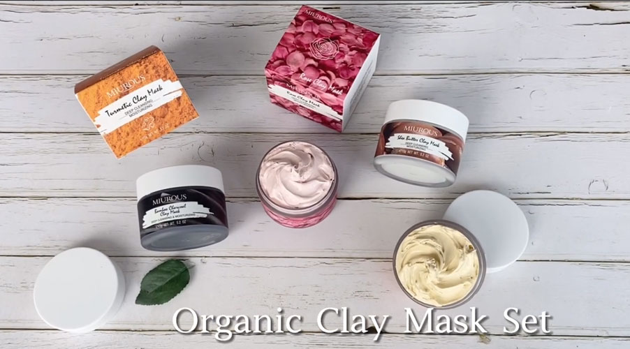 BAWEI Vegan Natural Clay Mask Set com quatro cores